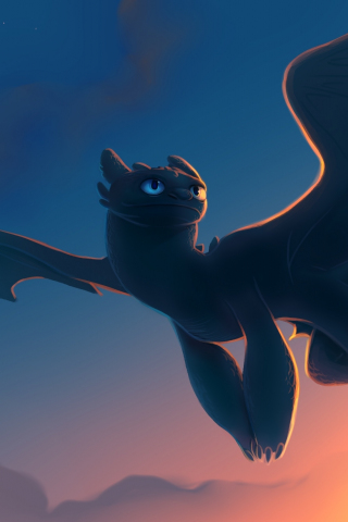 Toothless, movie, How to Train Your Dragon, 2019, artwork, 240x320 wallpaper
