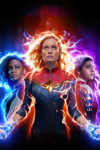 The Marvels, all girl heroes, movie, 240x320 wallpaper
