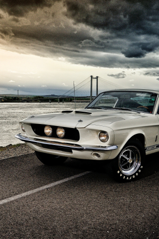 1967 Ford Mustang Shelby GT350, muscle car, on road, 240x320 wallpaper
