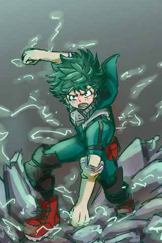 Angry, green hair, anime boy, Izuku Midoriya, 240x320 wallpaper