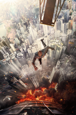 Skyscraper, Dwayne Johnson, movie, Jump, 240x320 wallpaper