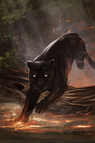 Black panther, fantasy, art, 240x320 wallpaper