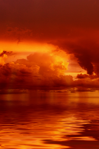 Red clouds, storm, sunset, art, 240x320 wallpaper