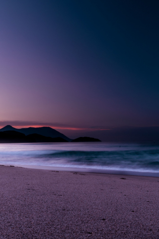 Calm, beach, purple, sunset, 240x320 wallpaper