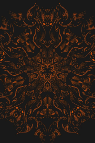 Orange pattern, fractal, mandala pattern, abstract, 240x320 wallpaper
