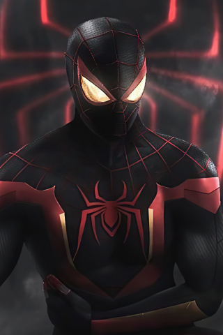 Spider-man, 2020, dark-red suit, 240x320 wallpaper