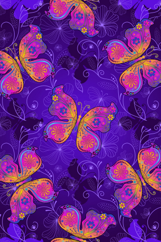 Butterflies, digital artwork, gradient, 240x320 wallpaper