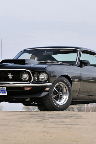 Lovely, classic, sports car, 1969 Ford mustang Boss 429, 240x320 wallpaper