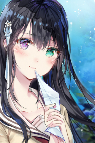 Cute, anime girl, colored eyes, 240x320 wallpaper