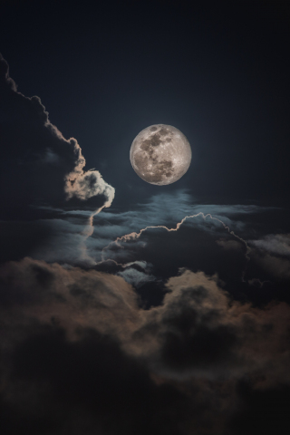 Night, clouds and moon, sky, 240x320 wallpaper