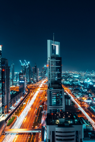 Dubai, city, buildings, cityscape, night, 240x320 wallpaper