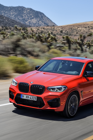 On-road, Red BMW X4, 240x320 wallpaper