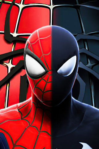 Spider-man classic and symbiote, art, 240x320 wallpaper