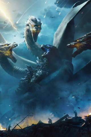 2019 movie, Godzilla: King of The Monsters, Dragon vs Godzilla, poster, 240x320 wallpaper
