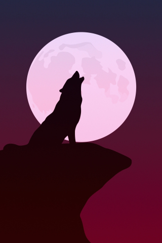 Download howling, wolf, silhouette, minimalist art 240x320 wallpaper ...