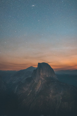 Half Dome, Yosemite Valley, starry night, sky, 240x320 wallpaper
