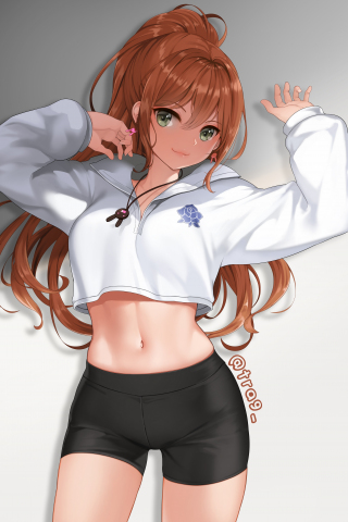 Anime girl, redhead, beautiful, 240x320 wallpaper