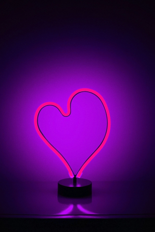Love, heart, neon, purple light, minimal, 240x320 wallpaper