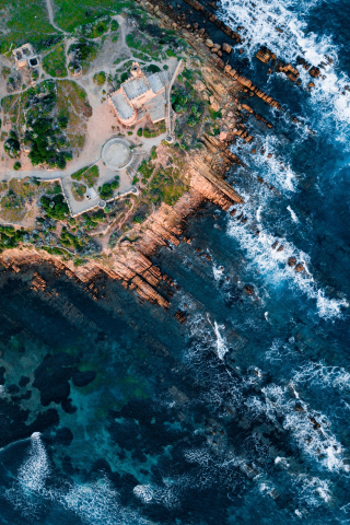 Aerial shot, rocks, coast, 240x320 wallpaper