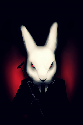 Red eyes bunny, the agent, minimal & dark, art, 240x320 wallpaper