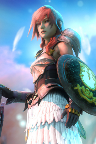Final fantasy, video game, girl warrior, lightning, 240x320 wallpaper