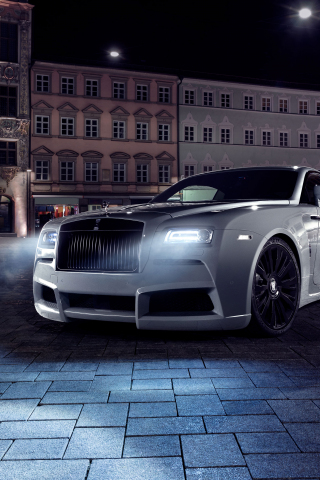 Rolls-Royce Wraith, white car, front, 2017, 240x320 wallpaper