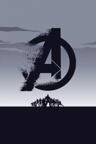2019 movie, Avengers: Endgame, minimal, silhouette, art, 320x480 wallpaper