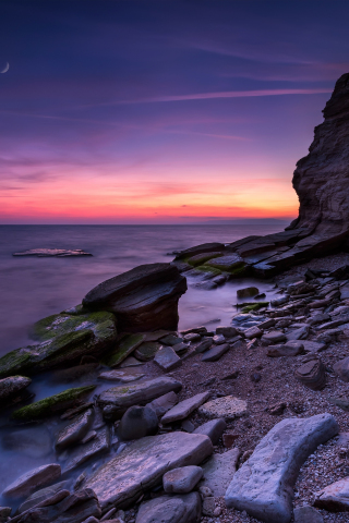 Download 240x320 Wallpaper Coast Arch Rocks Nature Night Sky