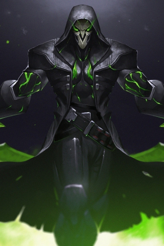 Green, reaper, overwatch, warrior, online game, 240x320 wallpaper