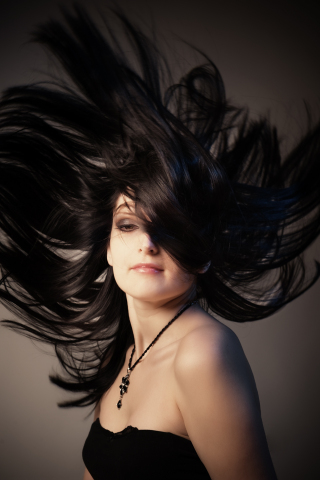 Woman, hair in air, dark, 240x320 wallpaper