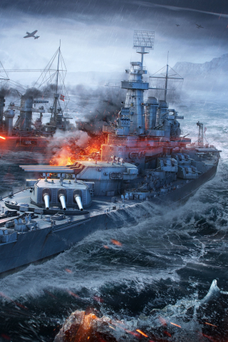 Video game, warships, ships, World of Warships, 320x480 wallpaper