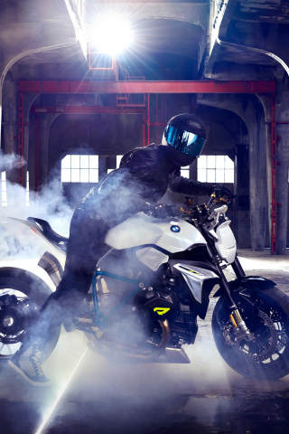 BMW concept roadster, motorcycle, smoke, bike, 240x320 wallpaper