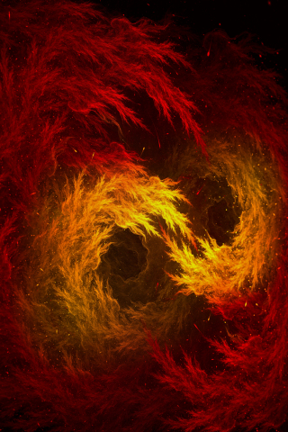 Fractal, red-yellow flame, sparks, abstract, 240x320 wallpaper