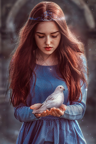Peace and care, girl model, photoshop, 240x320 wallpaper