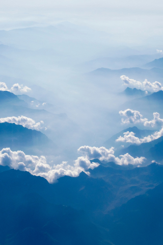 Mountains, clouds, nature, horizon, 240x320 wallpaper