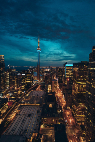 Toronto, cityscape, buildings, night, 240x320 wallpaper