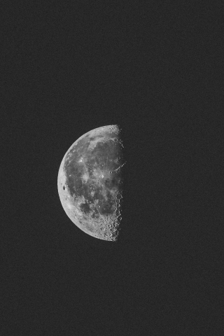 Monochrome, half moon, night, 240x320 wallpaper