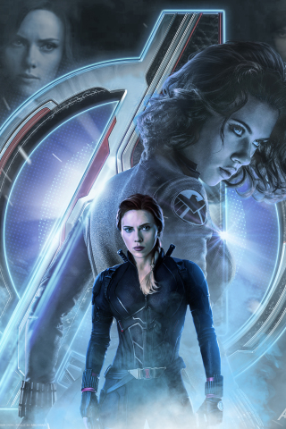 2019 movie, Avengers: Endgame, Black Widow, movie poster, art, 240x320 wallpaper