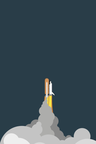 Minimalist, space, rocket, clouds, 240x320 wallpaper