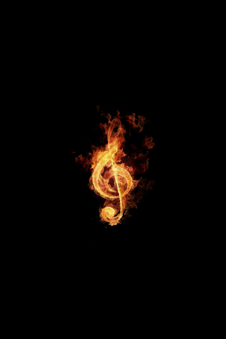 Fire, treble clef, music, 240x320 wallpaper