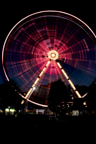 Ferris wheel, amusement park, night, dark, 240x320 wallpaper