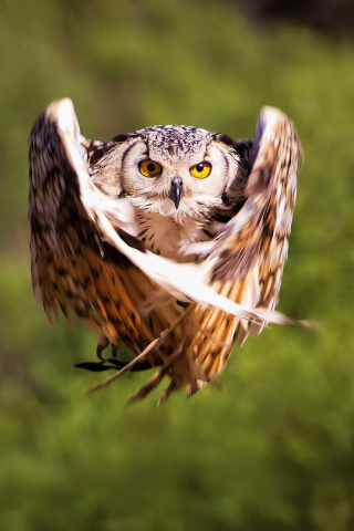 Owl, flight, bird, 240x320 wallpaper