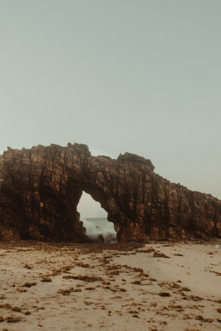 Rocks, arch, coast, beach, 240x320 wallpaper