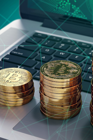 Crypto coins, Bitcoin, tech, 240x320 wallpaper