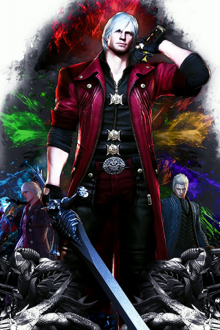 Dante, Devil May Cry, artwork, video game, 240x320 wallpaper