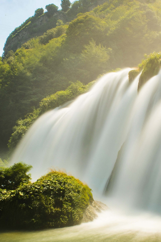 Waterfall, river, summer, nature, 240x320 wallpaper