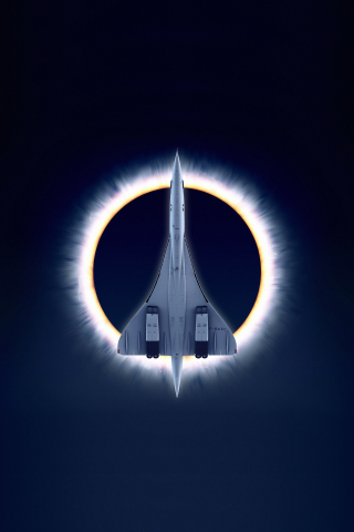 Concorde Carre, eclipse, airplane, moon, aircraft, 240x320 wallpaper