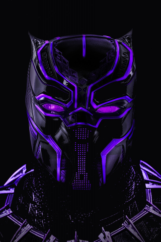 Black panther, superhero, dark, glowing mask, 240x320 wallpaper