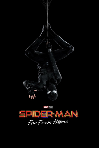 Spider-Man: Far From Home, 2019 movie, black stealth suit, 240x320 wallpaper
