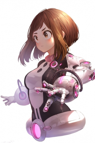 Ochako Uraraka, armour suit, anime girl, 240x320 wallpaper